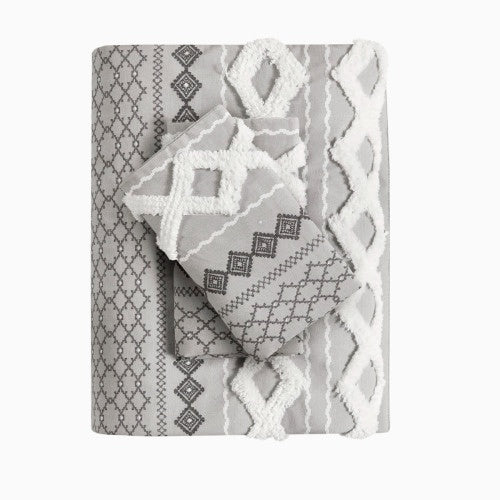 Full Queen Cotton Printed Duvet Cover Set With Chenille