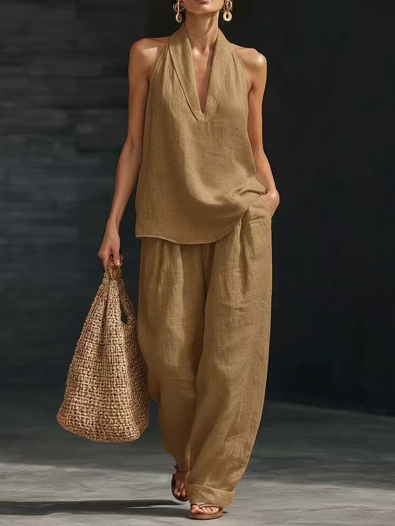 Casual Wide-Leg Pants Two-Piece Set Fashionable Trendy Style