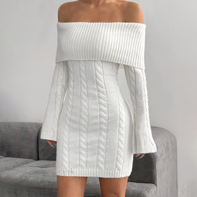 Women's Off Shoulder Bodycon Dress, Long Sleeve Mini Club Dress, Elegant Party Fitted Short Dresses