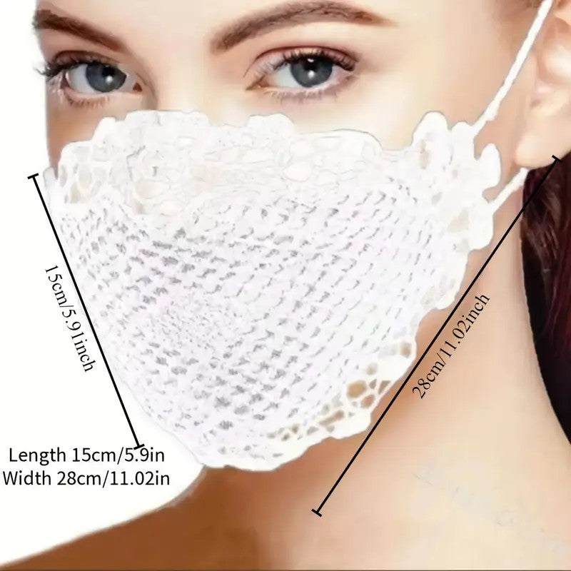 6PCS Sexy Lace Face Mask For Women- Adjustable Ear Loops- Cute, Sexy Washable And Reusable