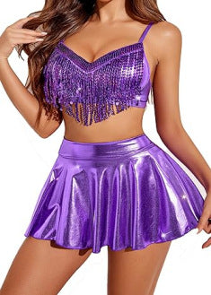 Women's Sequined Tassel Underwear Suit