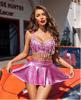 Women's Sequined Tassel Underwear Suit