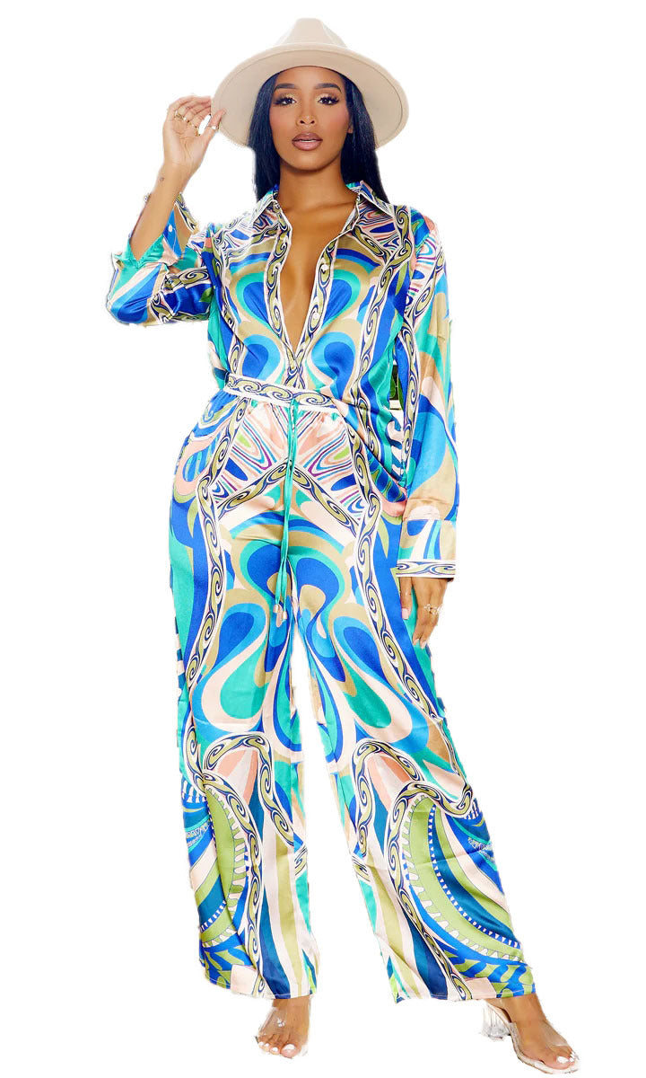 Women's Summer Fashion Printed Two-piece Suit