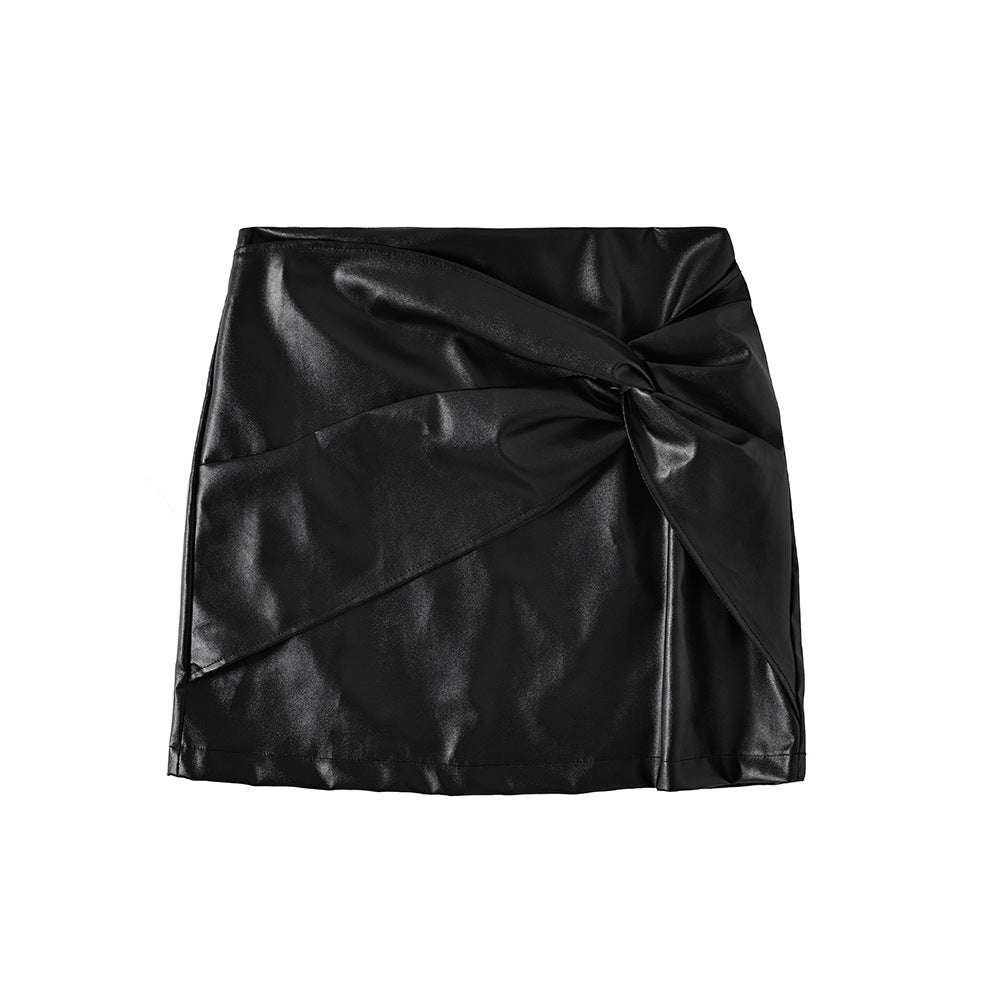 Women's Versatile Casual High Waist PU Leather Skirt