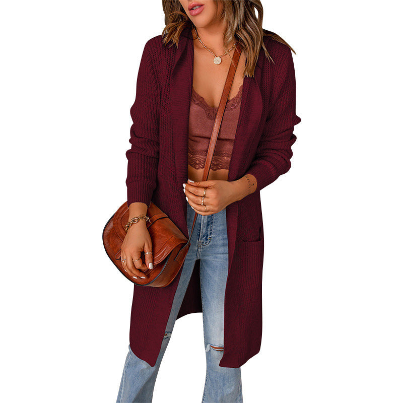 European And American Knitted Cardigan Women's Sweater Fashion Hoodie