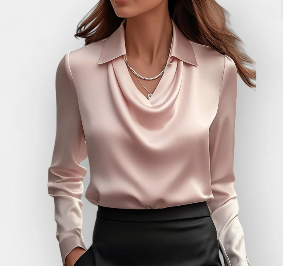 Women's Fashion Long Sleeve Irregular Collar Drape Shirt