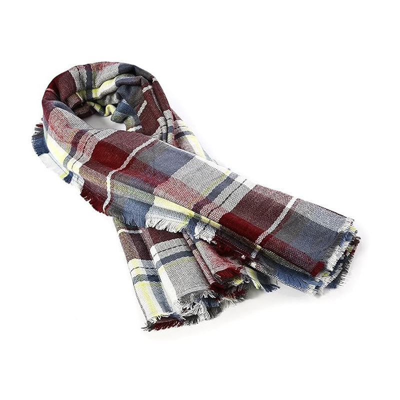 59 X 59in Brown Womens Scarf Plaid Tassel Soft Warm Blanket Scarves