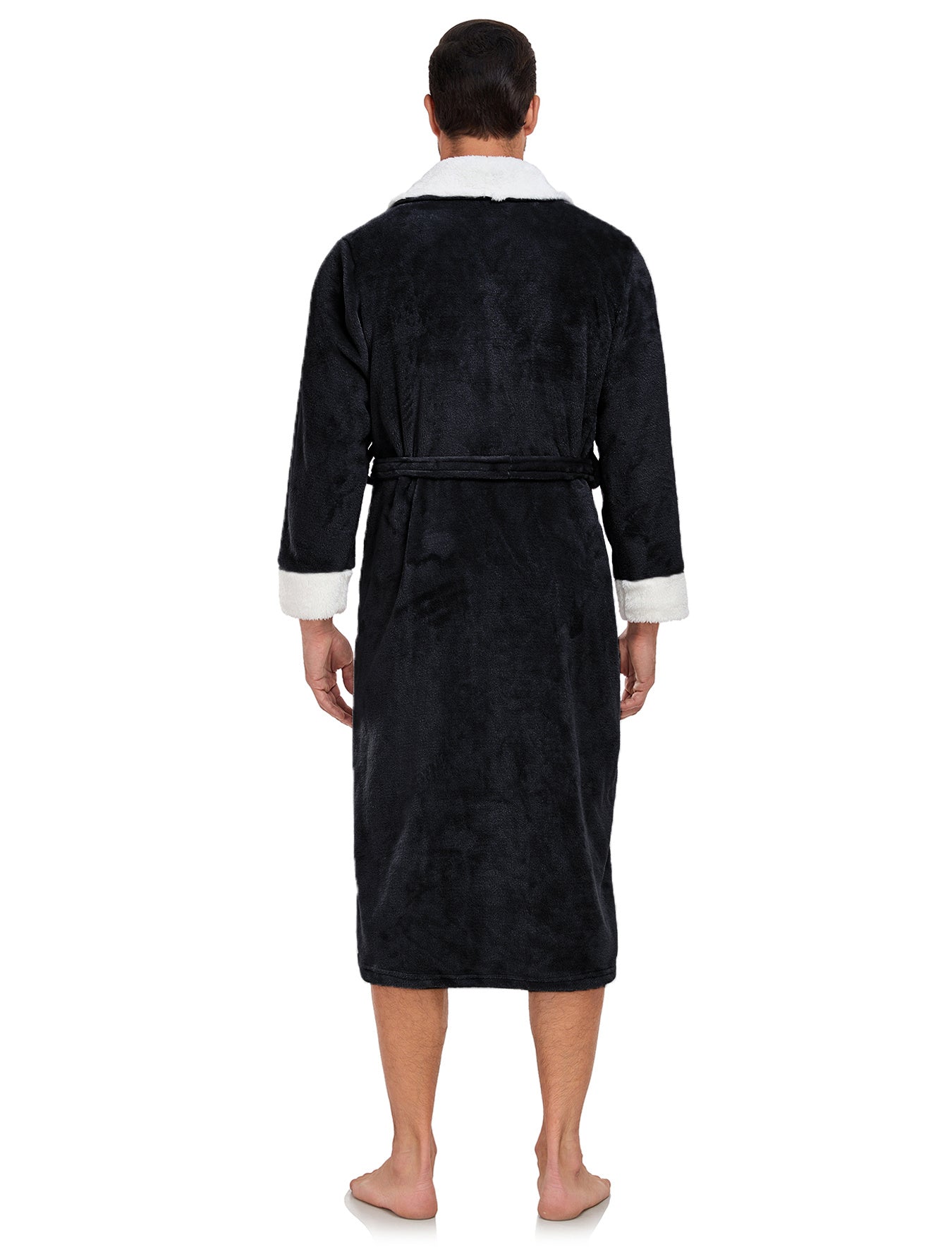 RONGTAI Men's Plush Long Bathrobe, Soft And Warm, Full Length, Shawl Collar, Fleece