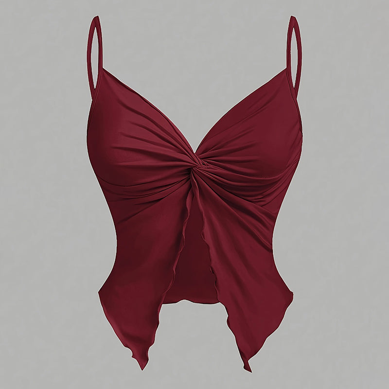 Women's 3-Piece Y2K Cami Set, Twist Front & Asymmetrical Spaghetti Strap Tops