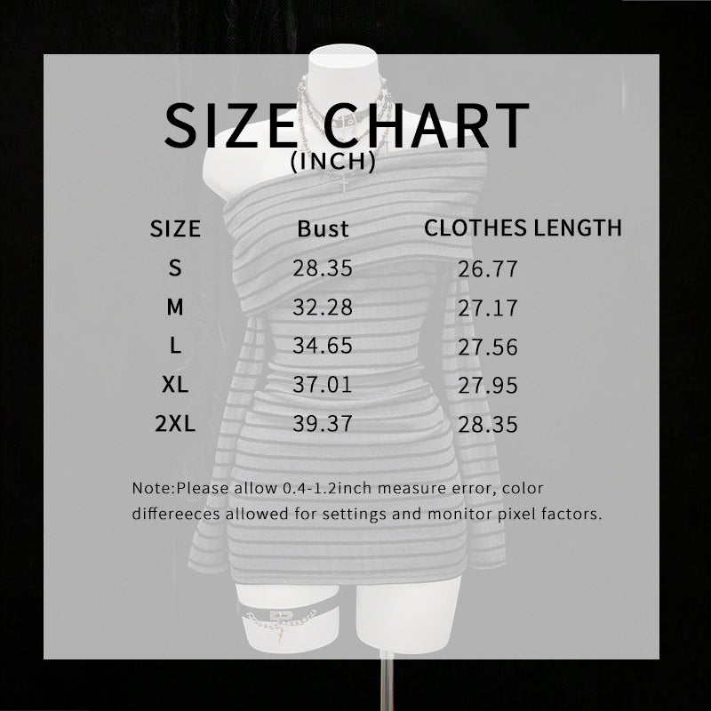 Women's Striped Off-Shoulder Bodycon Dress, Long Sleeve Sexy Mini Dress