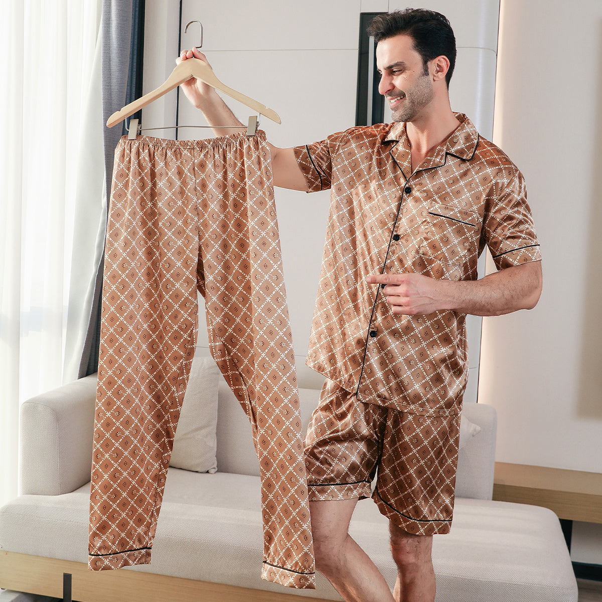 Men's Ice Silk Double Short Suit