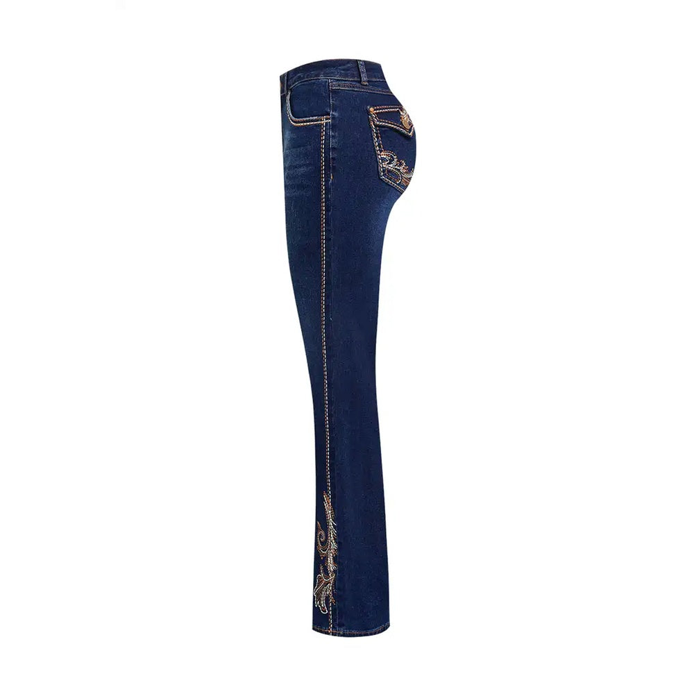 Sculpt Your Curves With Our Butt-Lifting Bootcut Jeans Our Mid-Rise Bootcut Features Intricate Statement Embroidery Down The Leg And On The Pockets. Perfect Vaquera Vibe Forbidden Platform - Temu