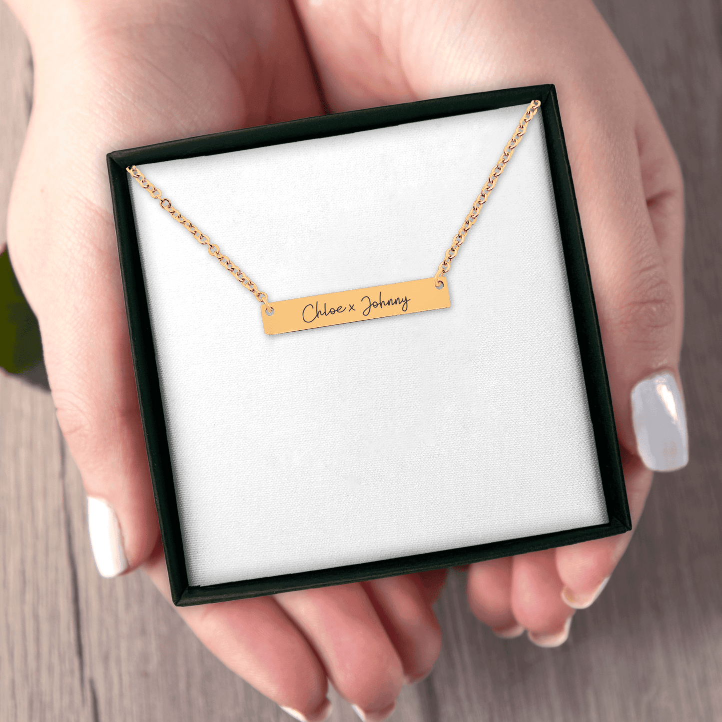 Name Tag Horizontal Bar Necklace