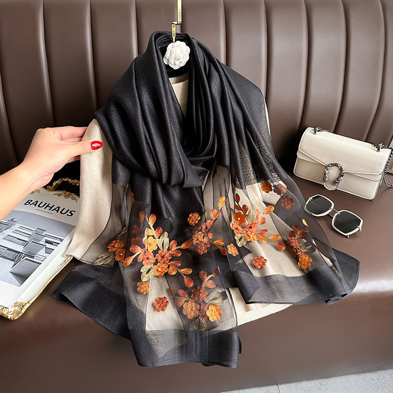 Elegant All-match Embroidered Summer Sunscreen Scarf