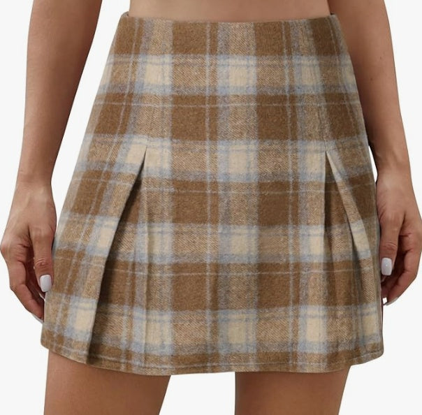 Plaid Pleated Skirt