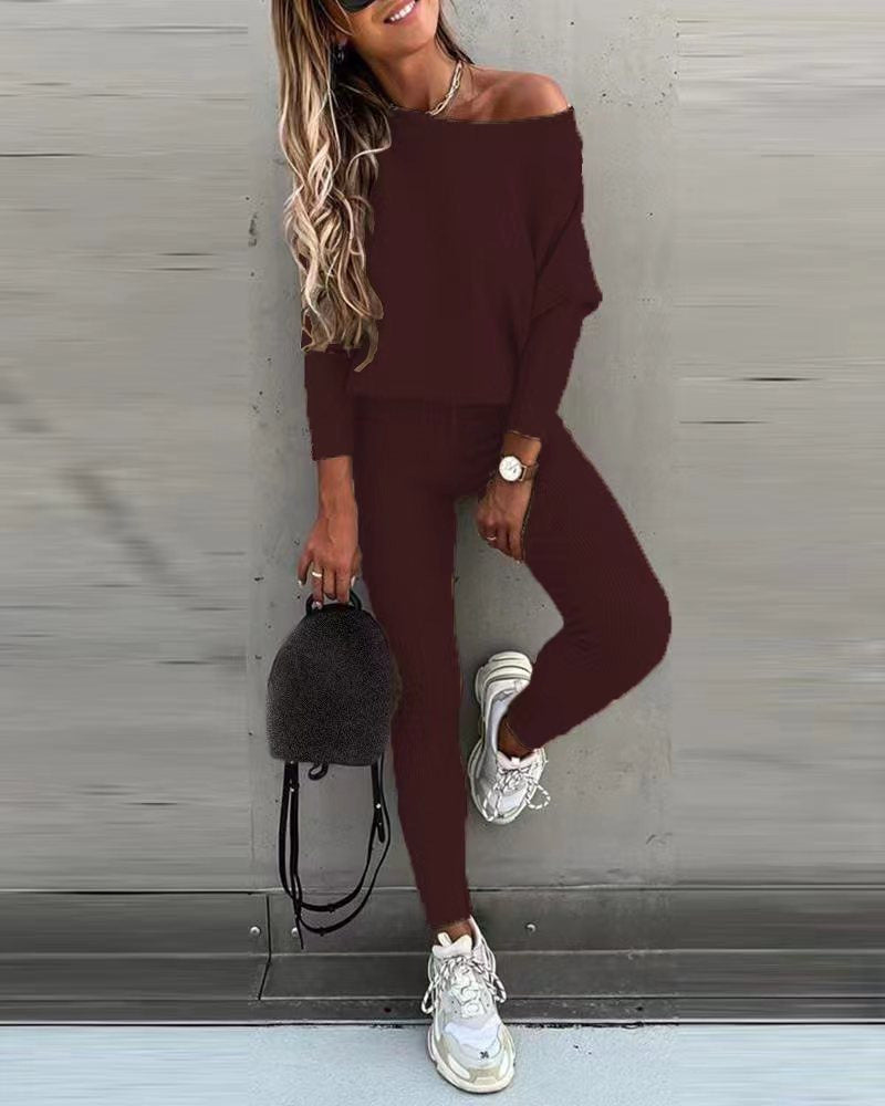 Autumn and winter print long sleeve suit
