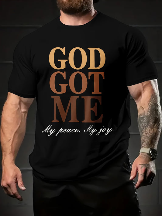 Emperor Guards Me, Men's Letter Printed Round Neck Short Sleeved T-shirt, Casual Summer Daily Wear And Vacation Resort T-shirt