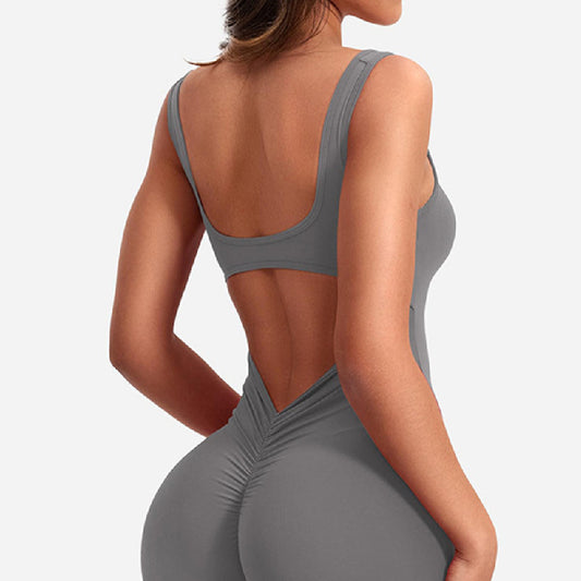 Women's Shoulder Strap Backless Slim Fit Hip Lifting Yoga Jumpsuit