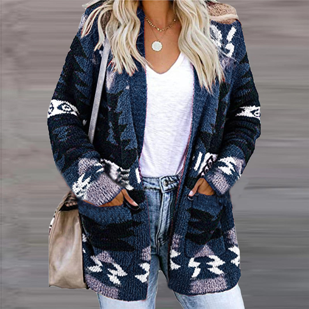 Loose Halloween Sweater Christmas Printed Knitted Cardigan