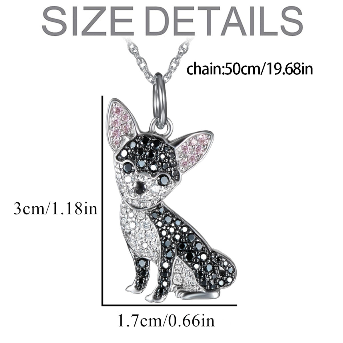 Zinc Alloy Black Chihuahua Dog Pendant Necklace