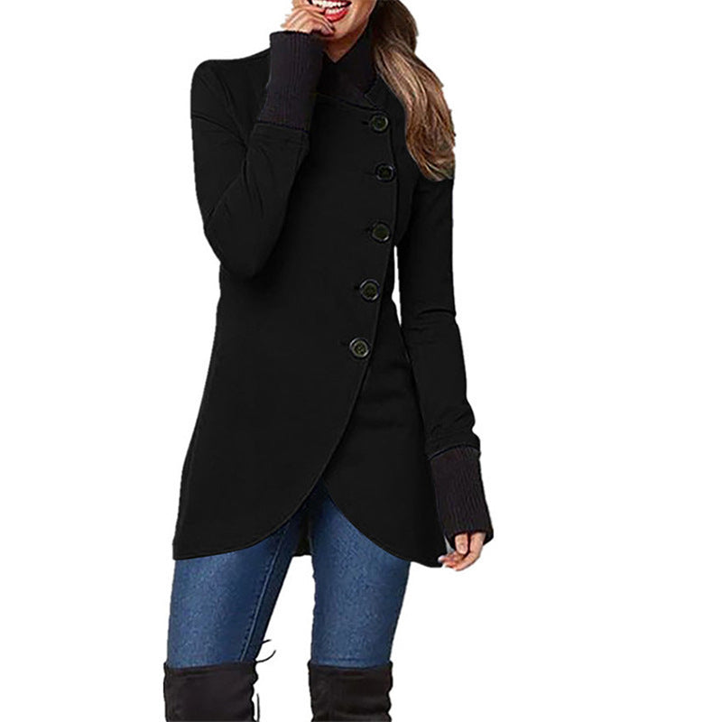 Single-breasted Panelled Hem Slit Long-sleeved Jacket – Lionhead family ...