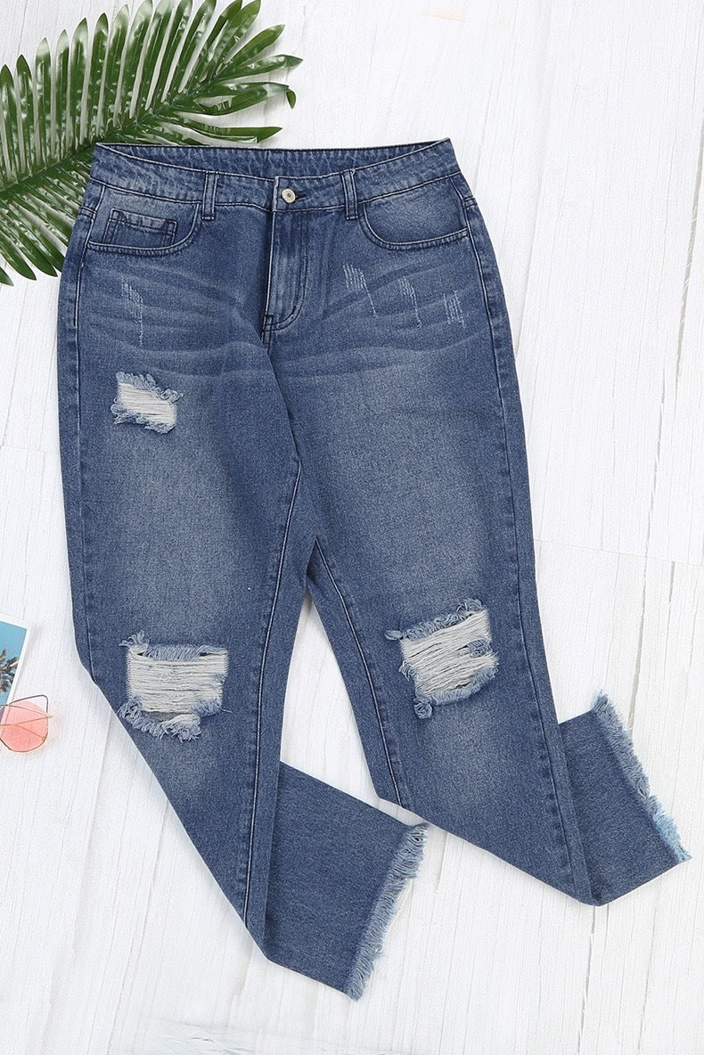 Stretchy Boyfriend Jeans For Women - Ripped, Distressed, Comfortable Denim Pants With Five-Pocket Design, Faded Wash, And Relaxed Fit Amazon Don't Sell