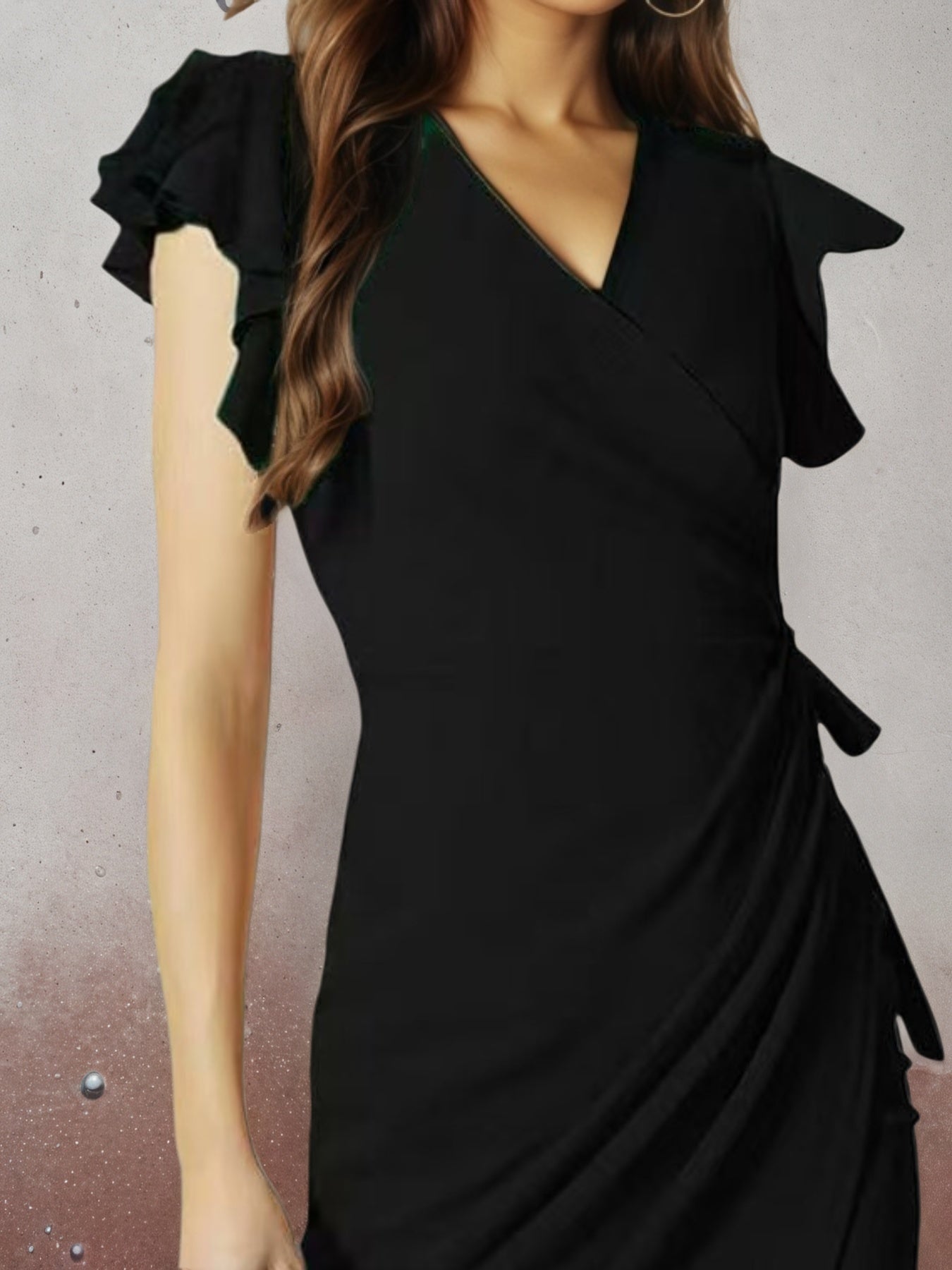 2025 Middle Eastern New Women's Deep V-neck Pleated Sleeve Tight Casual Fashion Dress
