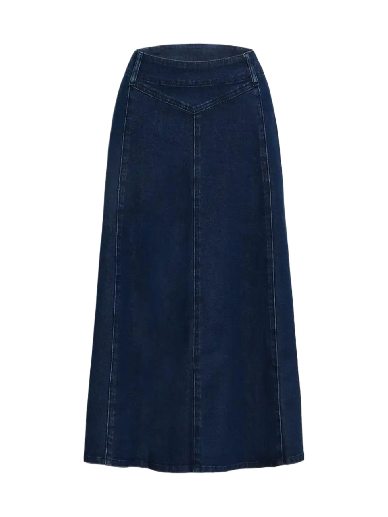 2025 Spring New Women's High Waist Loose A-line Cowboy Skirt, Medium Length Elastic Casual Solid Color Skirt, Elegant For Office And Daily Wear, Fashionable Style Smooth, Cowboy Fabric Washable