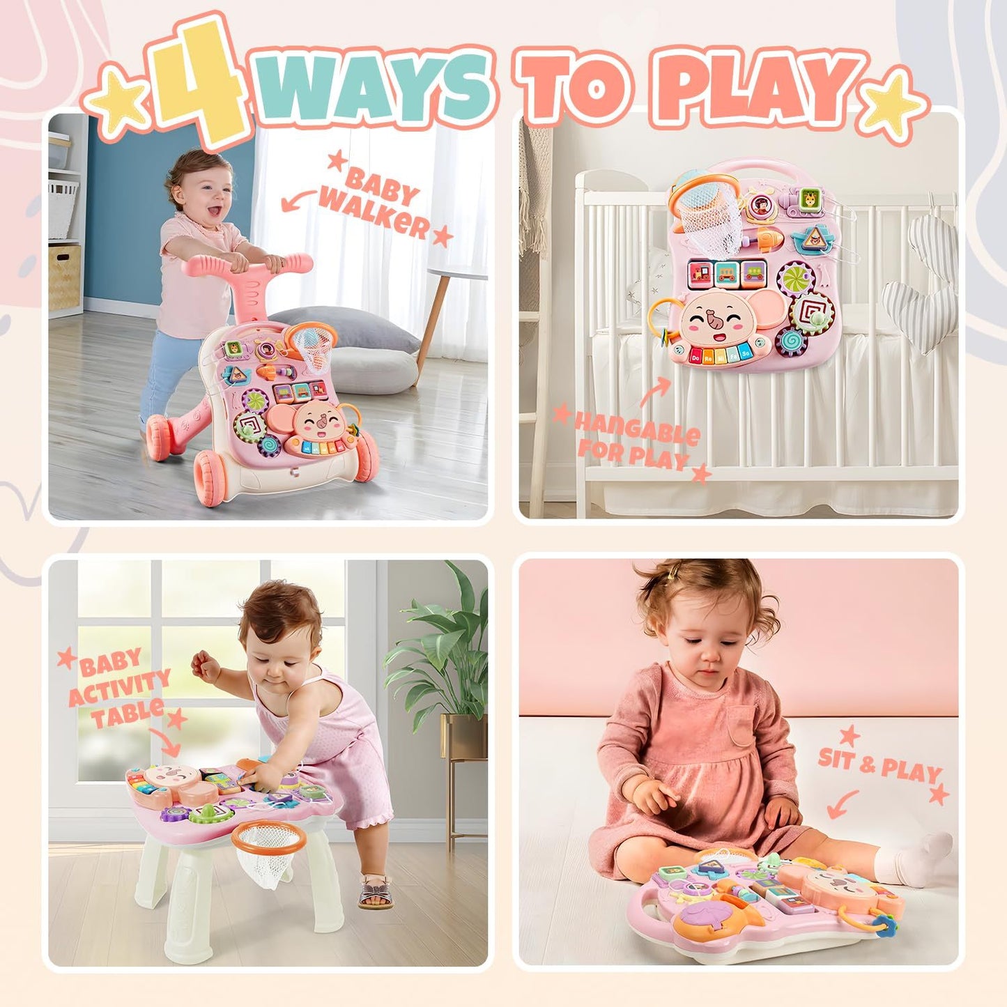 Children's Music Pink Gliding Walker, The Perfect Toy For Young Children