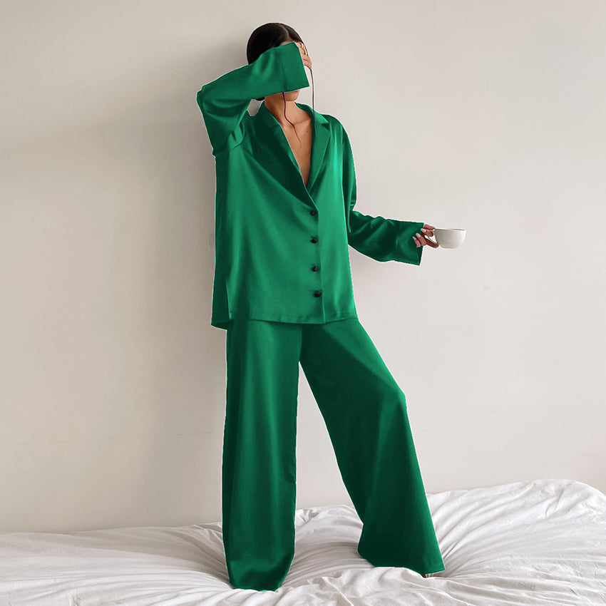 Women's Home  Silk Pure Color Pajamas