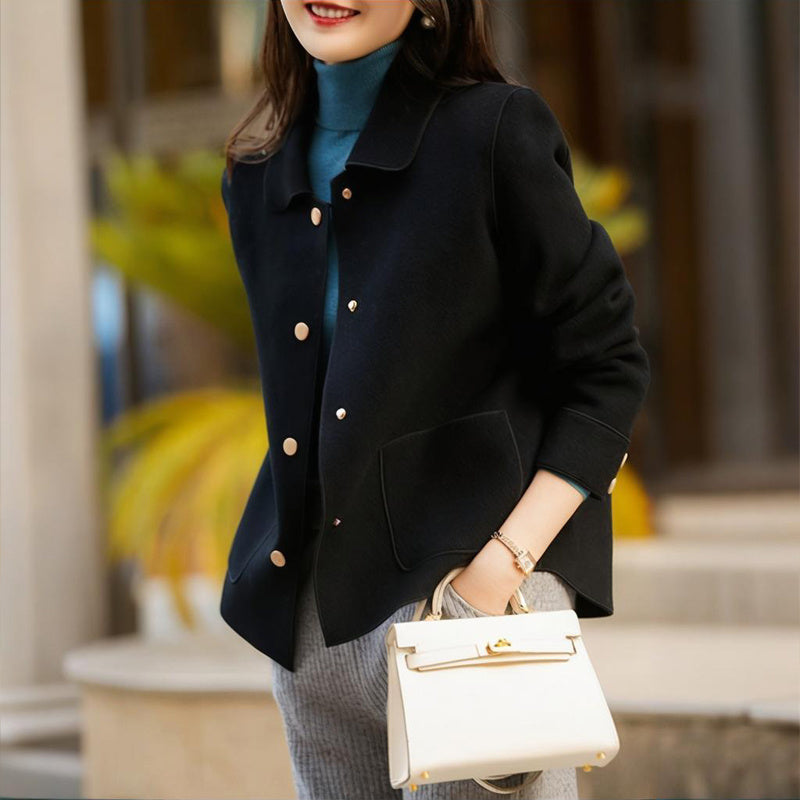Elegant Women's Single-Breasted Raglan Sleeve Coat With Button & Pocket Details - Retro Style Casual Jacket