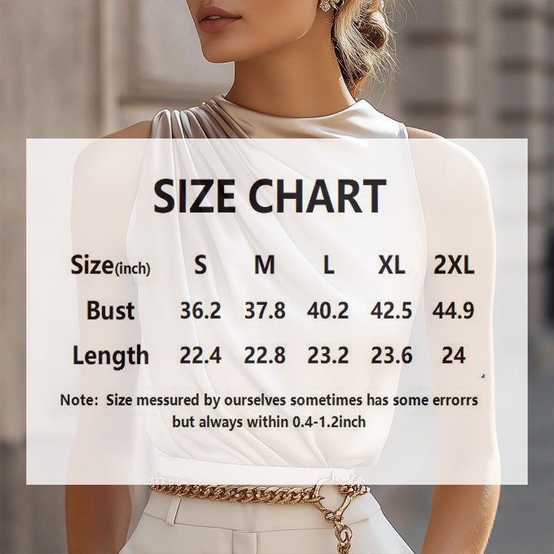 Women's Elegant Sleeveless Mock Neck Top, Ruffle Detail Solid Color Blouse For Office And Casual Wear