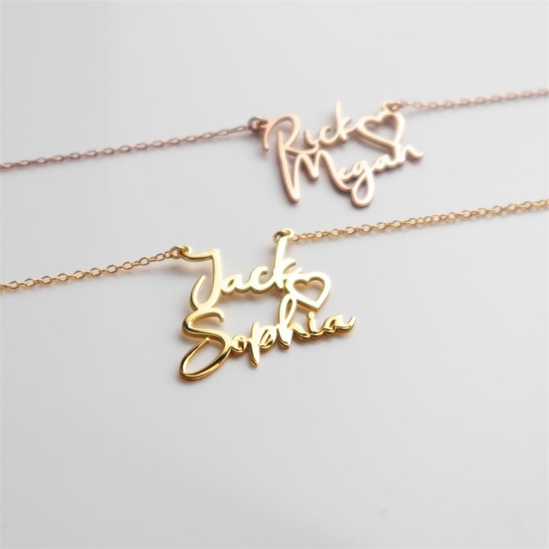 DIY Double Name Letter Stainless Steel Necklace