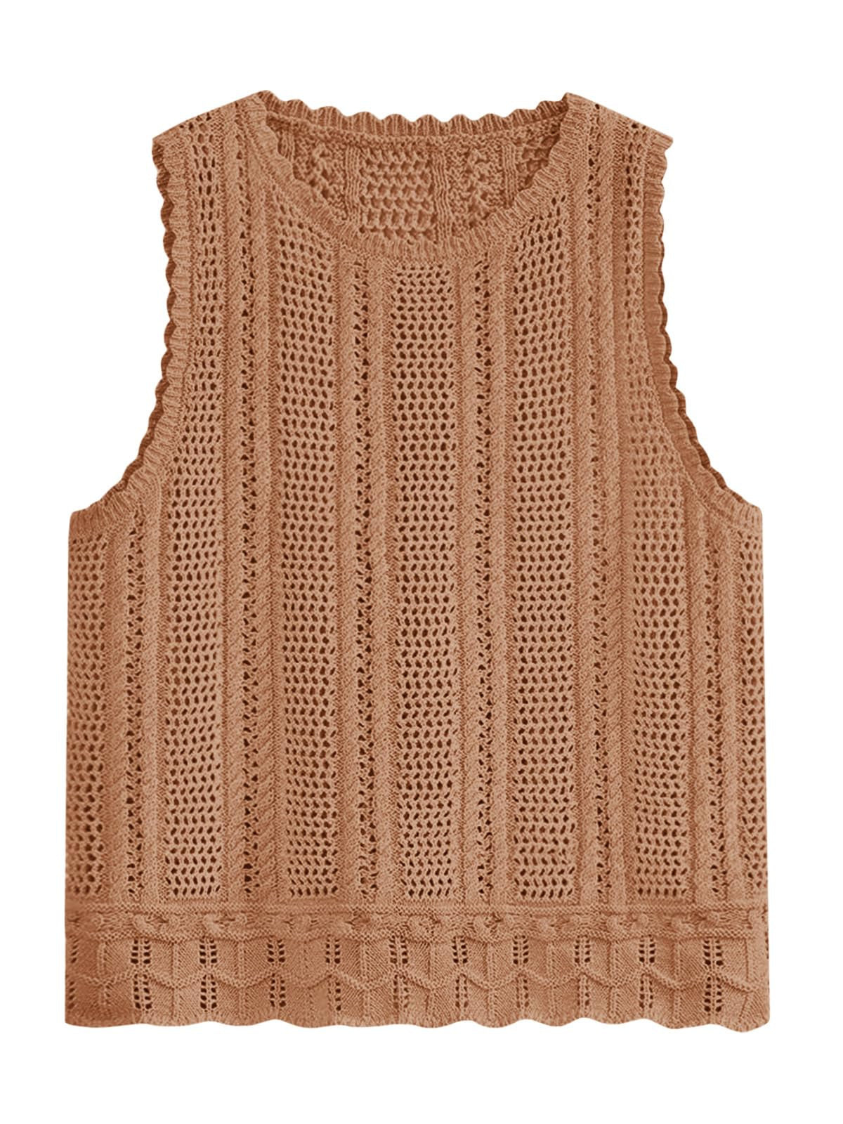 Fisoew Crochet Tops For Women 2026 Spring Summer Sleeveless Sweater Tank Fashion Beach Resort Wear Vacation Cover Ups Clothes