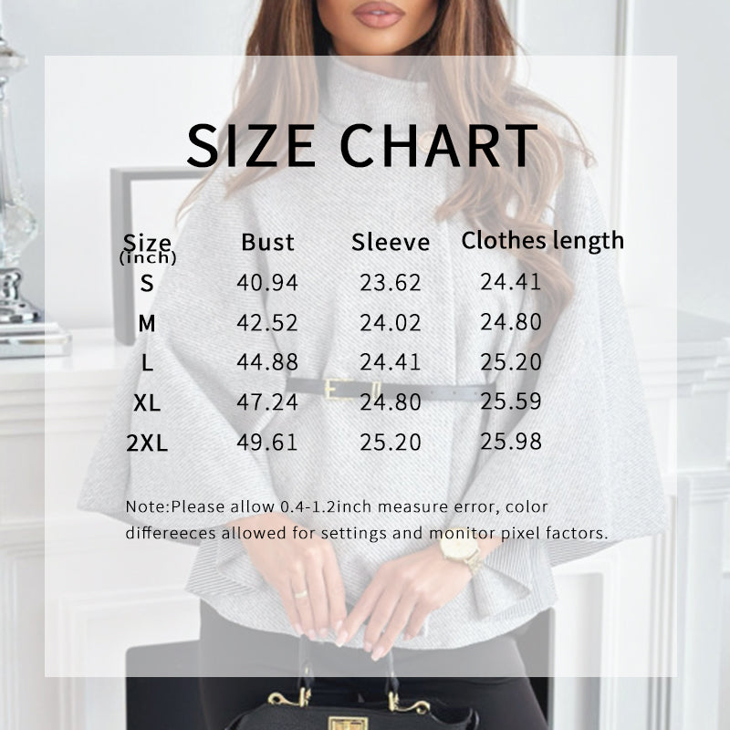 Women's Batwing Sleeve Cape Coat - Trendy Belted Stand Collar Cloak For Casual Outfits