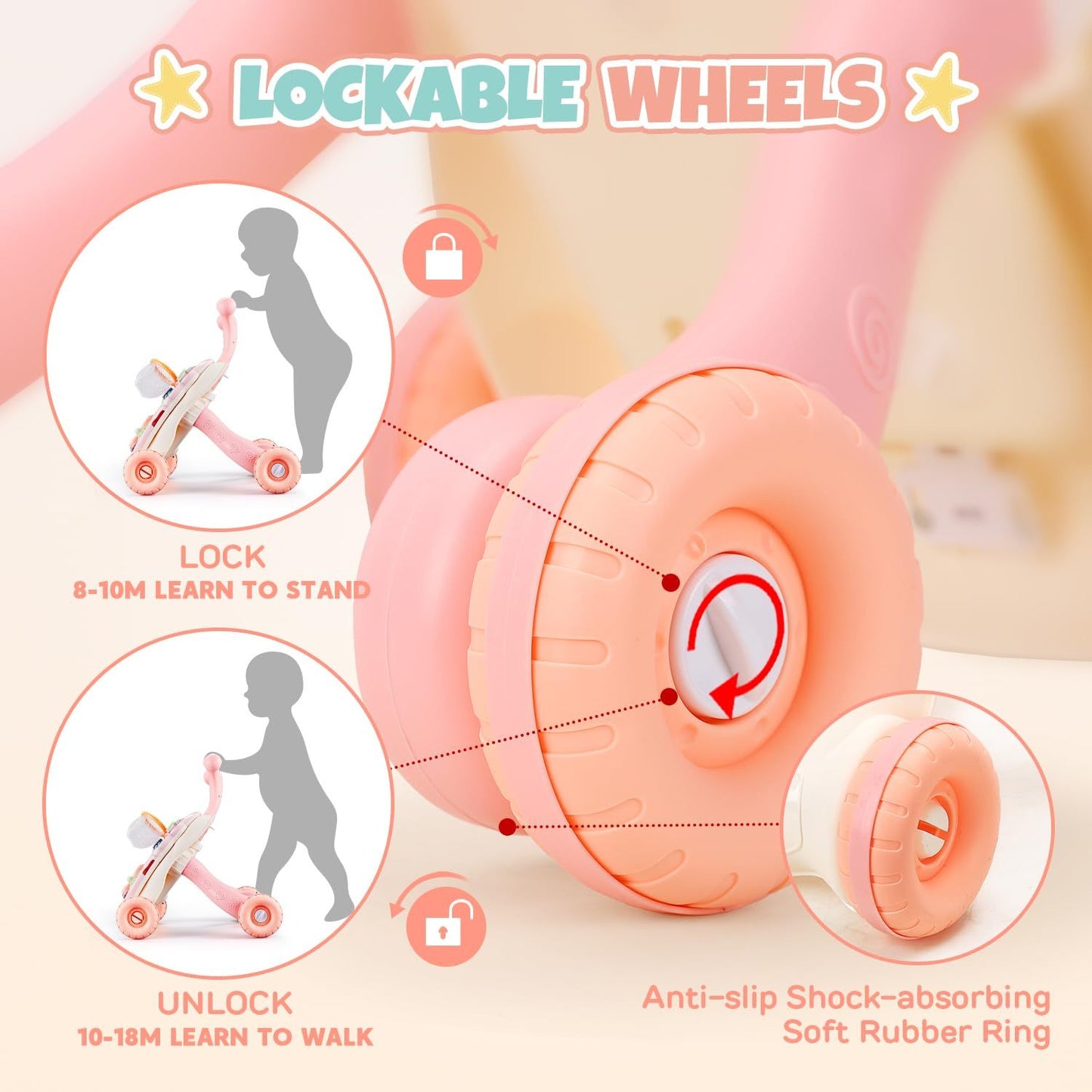 Children's Music Pink Gliding Walker, The Perfect Toy For Young Children