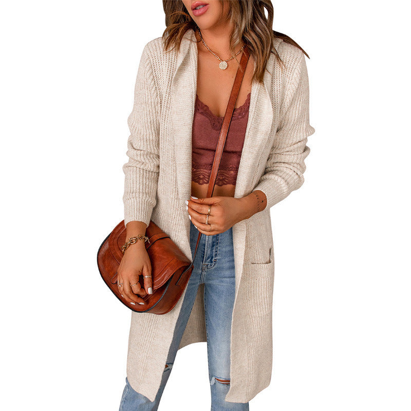 European And American Knitted Cardigan Women's Sweater Fashion Hoodie