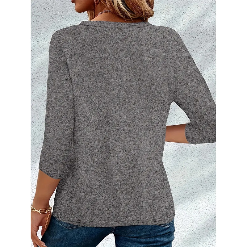Women's 3-Pack 3 4 Sleeve Tunic Tops, Round Neck Pleated Blouse, Dressy Casual Shirts For Spring Summer Fall