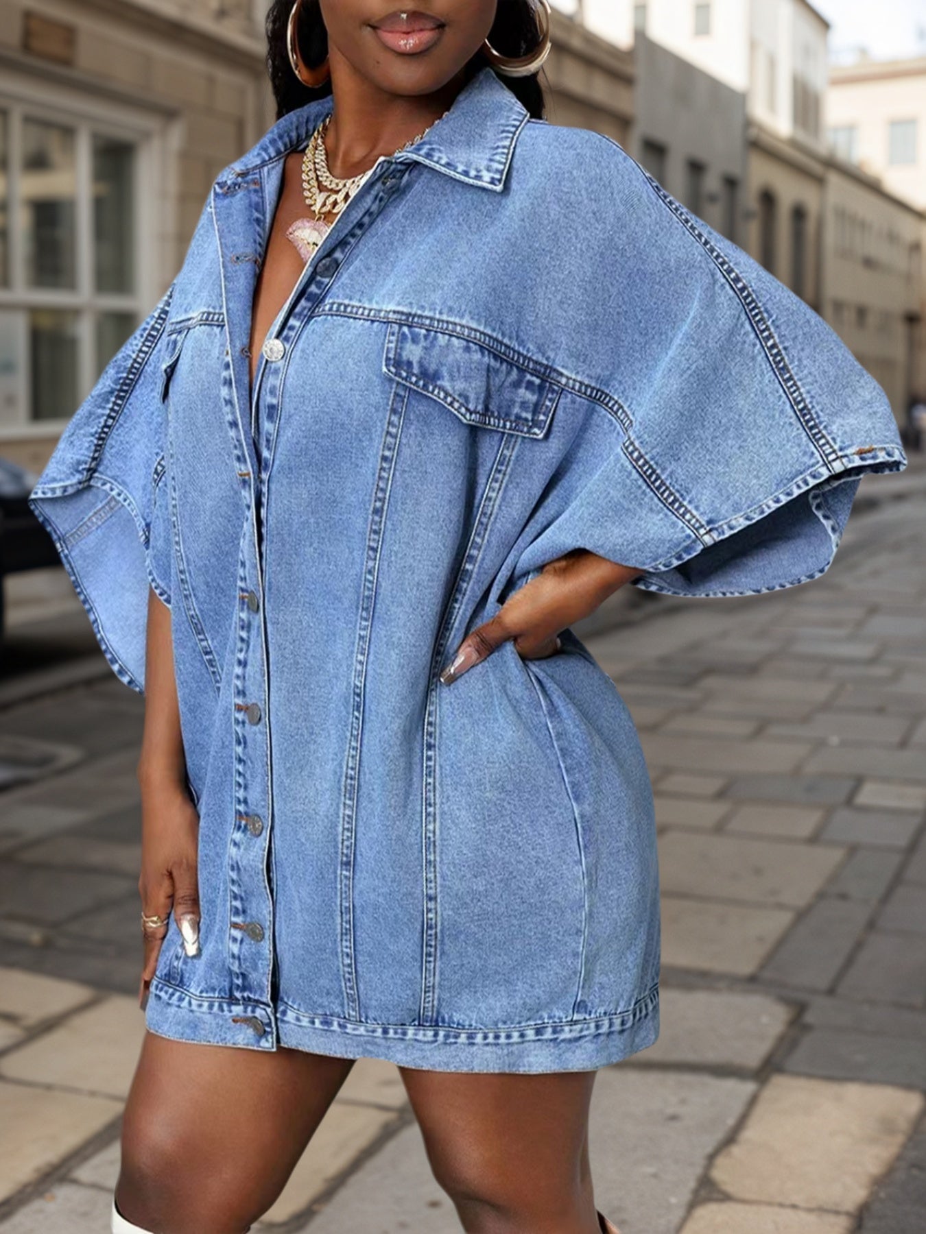 New Women's Fashion Street Style Sleeveless Shawl Loose Denim Jacket