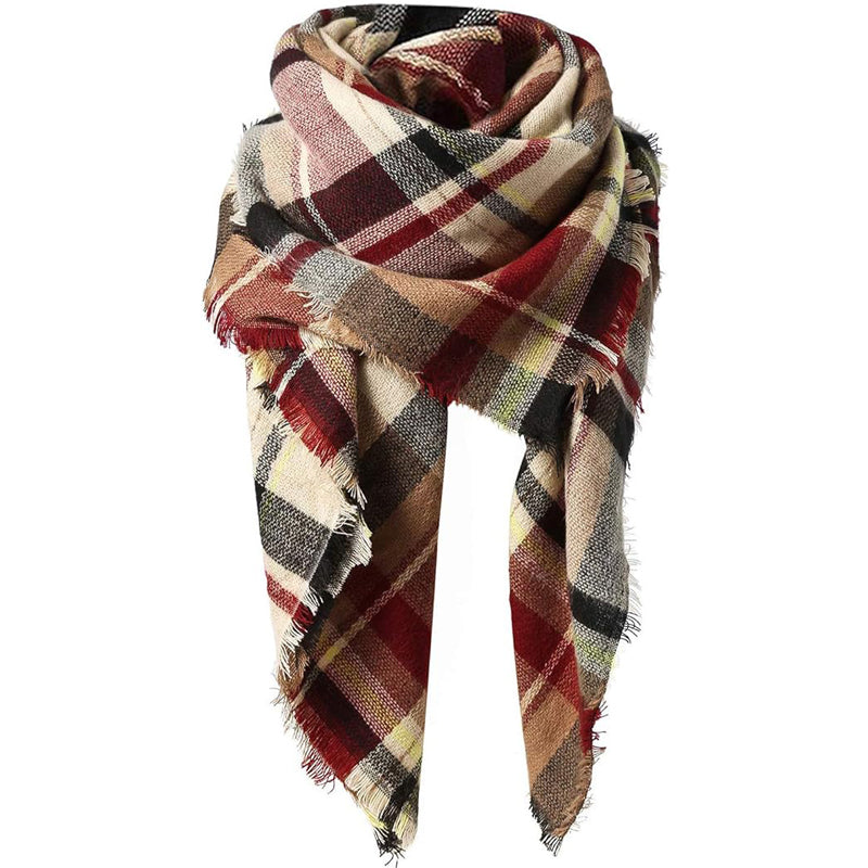 59 X 59in Deep PinkColorful Grid Womens Fall Winter Scarf