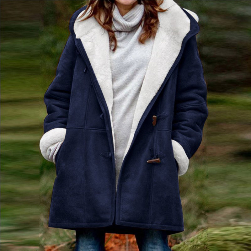 Winter Jackets For Women Sherpa Lined Jacket Women Duffle Toggle Coat Hooded Fleece Jacket